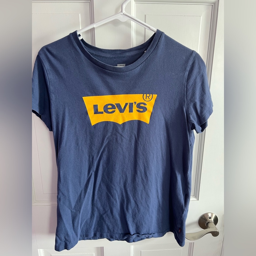 Levi's Blue T-Shirt with Yellow Logo medium